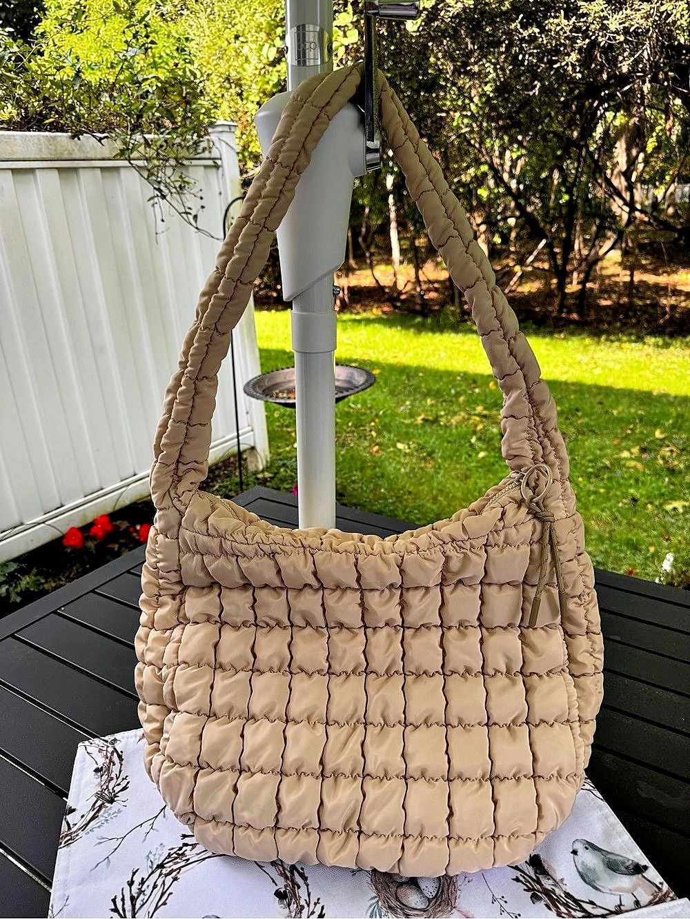 Urban Expressions Quilted Shoulder Bag in Beige